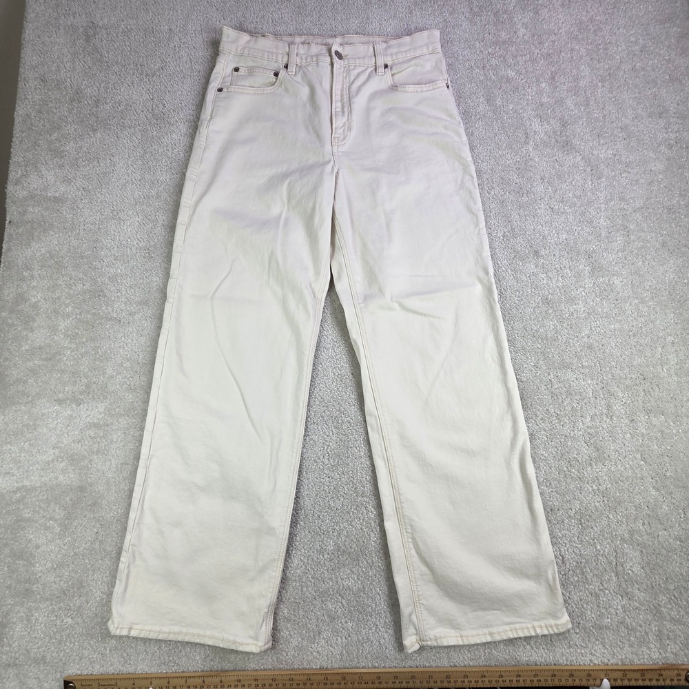American Eagle Outfitters Womens Beige Stovepipe Jeans Size 8 High Rise Wide Leg